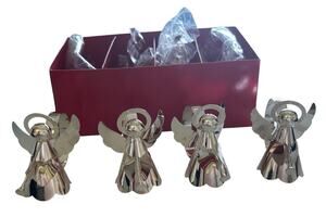 Silver Plated Angel Christmas Xmas Holiday Decor Napkin Ring Holders Set of 4